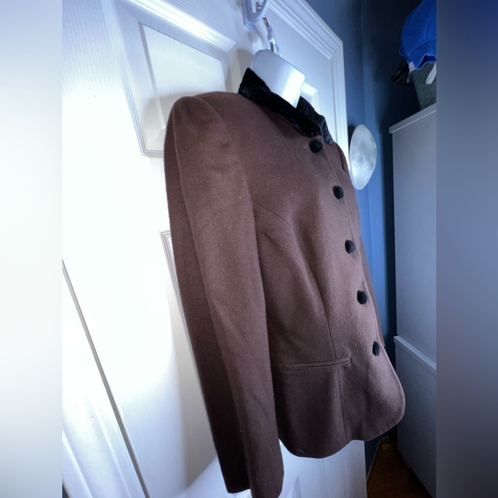 Vtg Summit Hill Women’s 10 100% Wool Brown Blazer Jacket Velvet Collar M Classic - Picture 12 of 14